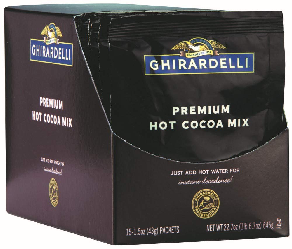 Ghirardelli Premium Hot Cocoa Envelopes, Double Chocolate, 1.5-Ounce (Pack of 15)